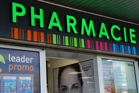 Vaureal; France - march 30 2019 : pharmacyのeditorial素材