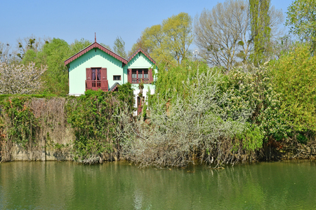 Poissy, France - april 11 2019 : the picturesque city in springのeditorial素材