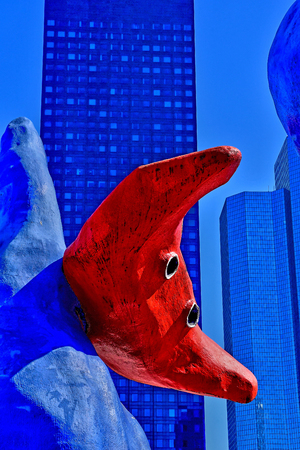 Paris La Defense; France - may 25 2017 : Fantastic figures by Joan Miro in La Defense district, the biggest business distric in Europeのeditorial素材