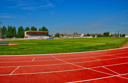 Les Mureaux; France - september 16 2017 : the stadiumのeditorial素材