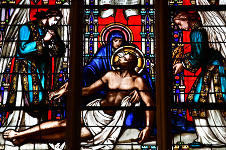 Paris; France - april 2 2017 : the Saint Germain l Auxerrois church in the 1 st arrondissement, built in the 13th centuryのeditorial素材