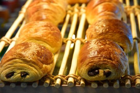 pain au chocolat in the airport bakery