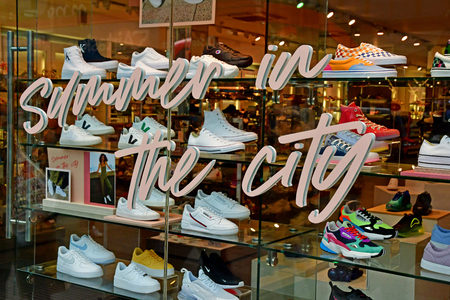 London, England - may 8 2019 : shoe shop in Oxford streetのeditorial素材