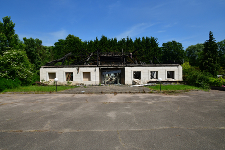 Poissy; France - june 1 2019 : a burnt buildingのeditorial素材