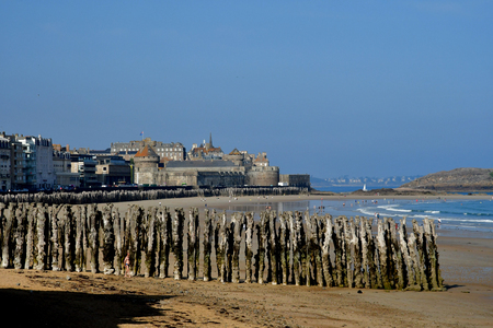 Saint Malo; France - july 28 2019 : Sillon beachのeditorial素材