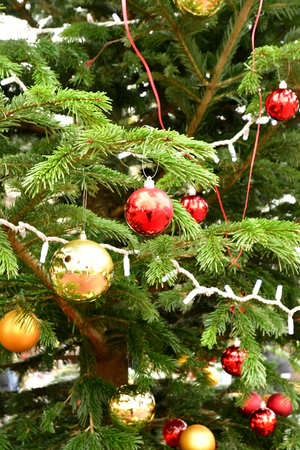 Verneuil sur Seine; France - december 10 2018 : Christmas decoration on a Christmas treeのeditorial素材