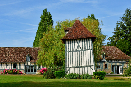 Harquency; France - july 19 2019 : dovecote of the la Grange de Bourgoult, an old commandery of Templars built in the 13th centuryのeditorial素材