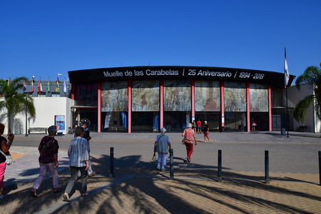 Palos de la Frontera; Spain - august 28 2019 : wharf of the caravels created in 1994のeditorial素材