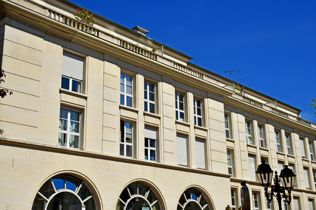 Poissy, France - may 16 2019 : a modern apartment block in the city centerのeditorial素材
