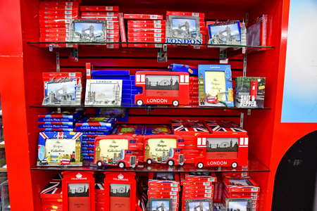 London, England - may 8 2019 : souvenir in shop in Oxford streetのeditorial素材