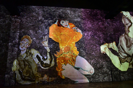 Paris; France - november 30 2018 : the Atelier des Lumieres, a place of digital art in an old factoryのeditorial素材