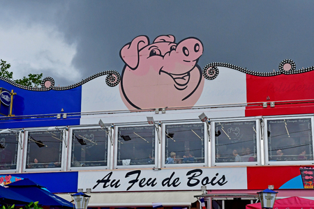 Rouen, France - june 10 2019 : a grilled pork restaurant in the Armada de Rouenのeditorial素材