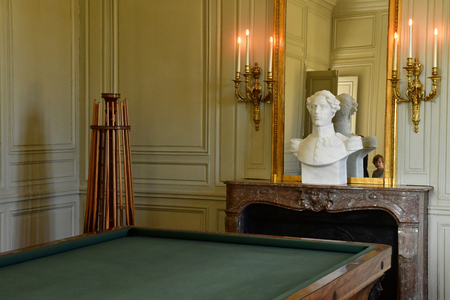 Versailles; France - october 14 2018 : billiards room in Petit Trianon in the Marie Antoinette...