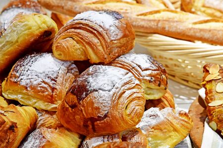 London; Hampstead, England - may 6 2019 : viennoiserie in a pastry in the Hampstead districtの写真素材