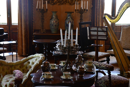 Chaumont sur Loire; France - june 29 2019: living room inthe renaissance castle built by Charles II de Chaumont d Amboiseのeditorial素材