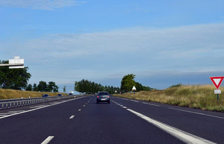 Clery en Vexin, France - august 8 2019 : the D 6014 road between Clery en Vexin and Fleury sur Andelleのeditorial素材
