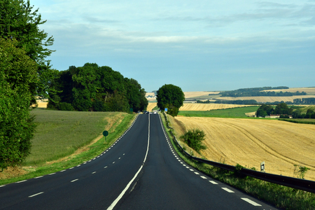 La Chapelle en Vexin, France - august 8 2019 : the D 6014 road between Magny en Vexin and Fleury sur Andelleのeditorial素材