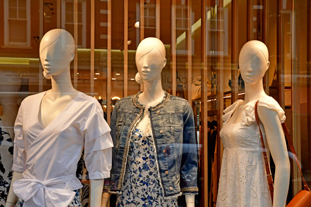 London; Hampstead, England - may 6 2019 : cloth shop in the Saint John wood district