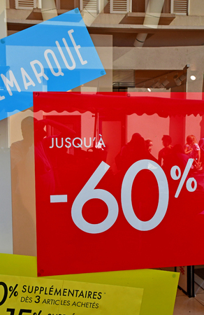 Saint Germain en Laye, France - july 16 2019 : cloth shop salesのeditorial素材