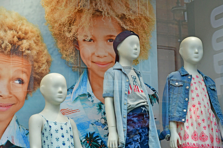 London; Hampstead, England - may 6 2019 : cloth shop in the Saint John wood district