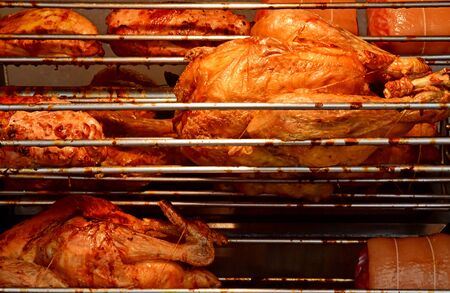 Saint Germain en Laye, France - july 16 2019 : grilled chicken at the marketlr