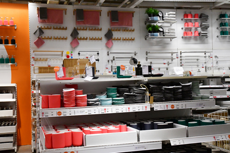 Plaisir; France - august 10 2019 : a big piece of furniture and home accessories storeのeditorial素材