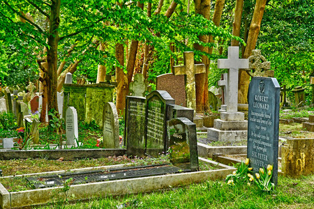 London, England - may 6 2019 : the Highgate cemetery opened in 1839