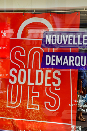 Saint Germain en Laye, France - july 16 2019 : cloth shop salesのeditorial素材