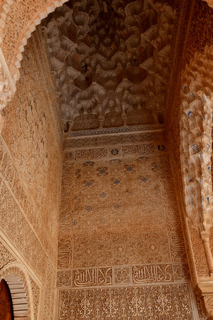 Granada; Spain - august 27 2019 : the Court of the Lions in the Alhambra palaceのeditorial素材
