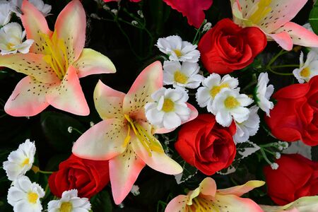 Sagy; France - april 4 2018 : artificial flowers in a shopの写真素材