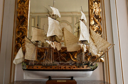 Saint Malo; France - july 28 2019 : living room of the Hotel Magon, built in 1725 by Francois Auguste Magon de la Landeのeditorial素材