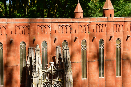 Elancourt; France - september 15 2019 : sainte cecile cathedral of Albi in the France Miniature scale model parkのeditorial素材