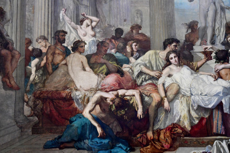 Paris; France - novembre 22 2019 : Les Romains de la decadence by Thomas Couture in the Orsay museumのeditorial素材