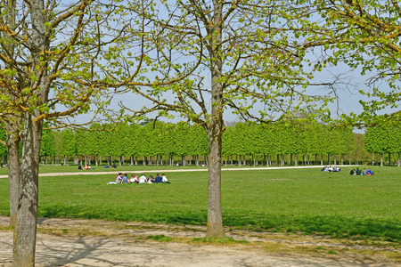 Saint Germain en Laye; France - april 18 2019 : the picturesque castle parkのeditorial素材