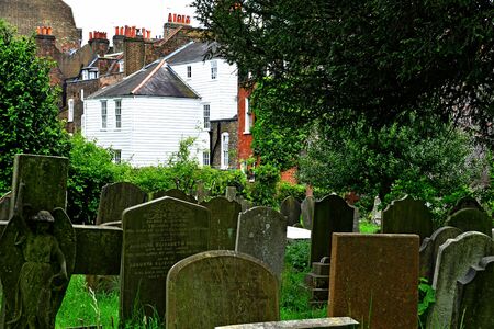 London; Hampstead, England - may 5 2019 : cemetery of the Parish church of Saint John in the Hampstead district の写真素材