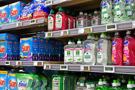 Orgeval; France - june 24 2019 : supermarket in the shopping centreのeditorial素材