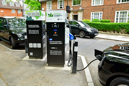 London; Hampstead, England - may 6 2019 : rapid electric charging point in the Saint John wood districtのeditorial素材