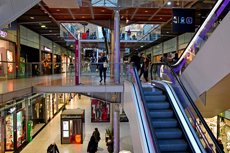 Paris; France - november 22 2019 : the Paris Saint Lazare station shopping arcade, in the 8th arrondissementのeditorial素材