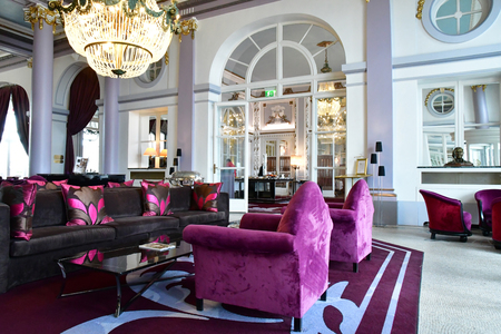 Cabourg; France - august 8 2019 : the Grand Hotel built in 1908 in Belle Epoqueのeditorial素材