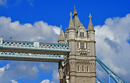 London; England - may 5 2019 : Thames river cruise in the city centre,view of Tower bridgeのeditorial素材