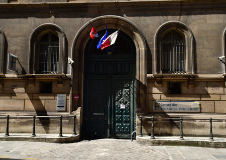 Paris; France - april 2 2018 : public finances centre in the rue de la Banqueのeditorial素材