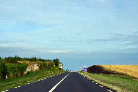 Saint Clair sur Epte, France - august 8 2019 : the D 6014 road between Magny en Vexin and Fleury sur Andelleのeditorial素材