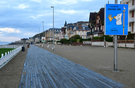 Trouville sur Mer, France - september 27 2019 : Savignac poster on the Promenade des Planchesのeditorial素材