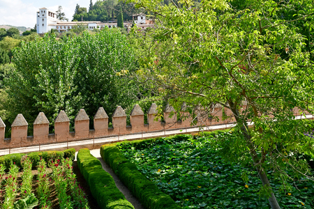 Granada; Spain - august 27 2019 : the Alhambra palace gardenのeditorial素材