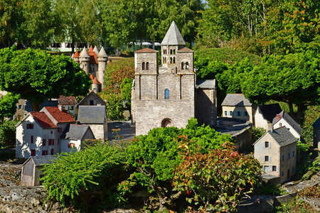 Elancourt; France - september 15 2019 : Saint Nectaire in the France Miniature scale model parkのeditorial素材