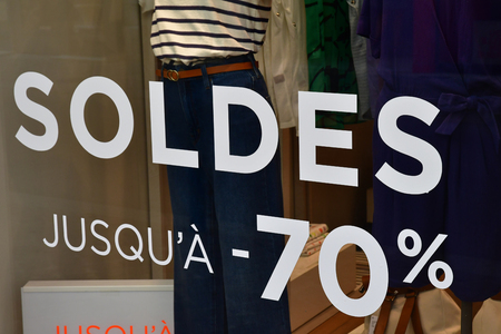 Saint Germain en Laye, France - july 16 2019 : cloth shop salesのeditorial素材