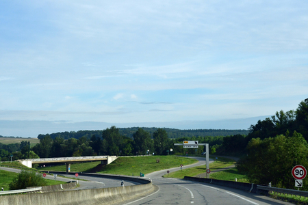 Saint Clair sur Epte, France - august 8 2019 : the D 6014 road between Magny en Vexin and Fleury sur Andelleのeditorial素材