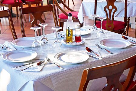 Cordoba; Spain - august 28 2019 : table in a restaurant