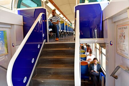 Verneuil sur Seine; France - august 22 2019 : passenger in the train