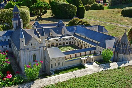 Elancourt; France - september 15 2019 : the Fontevraud abbey in the France Miniature scale model parkのeditorial素材